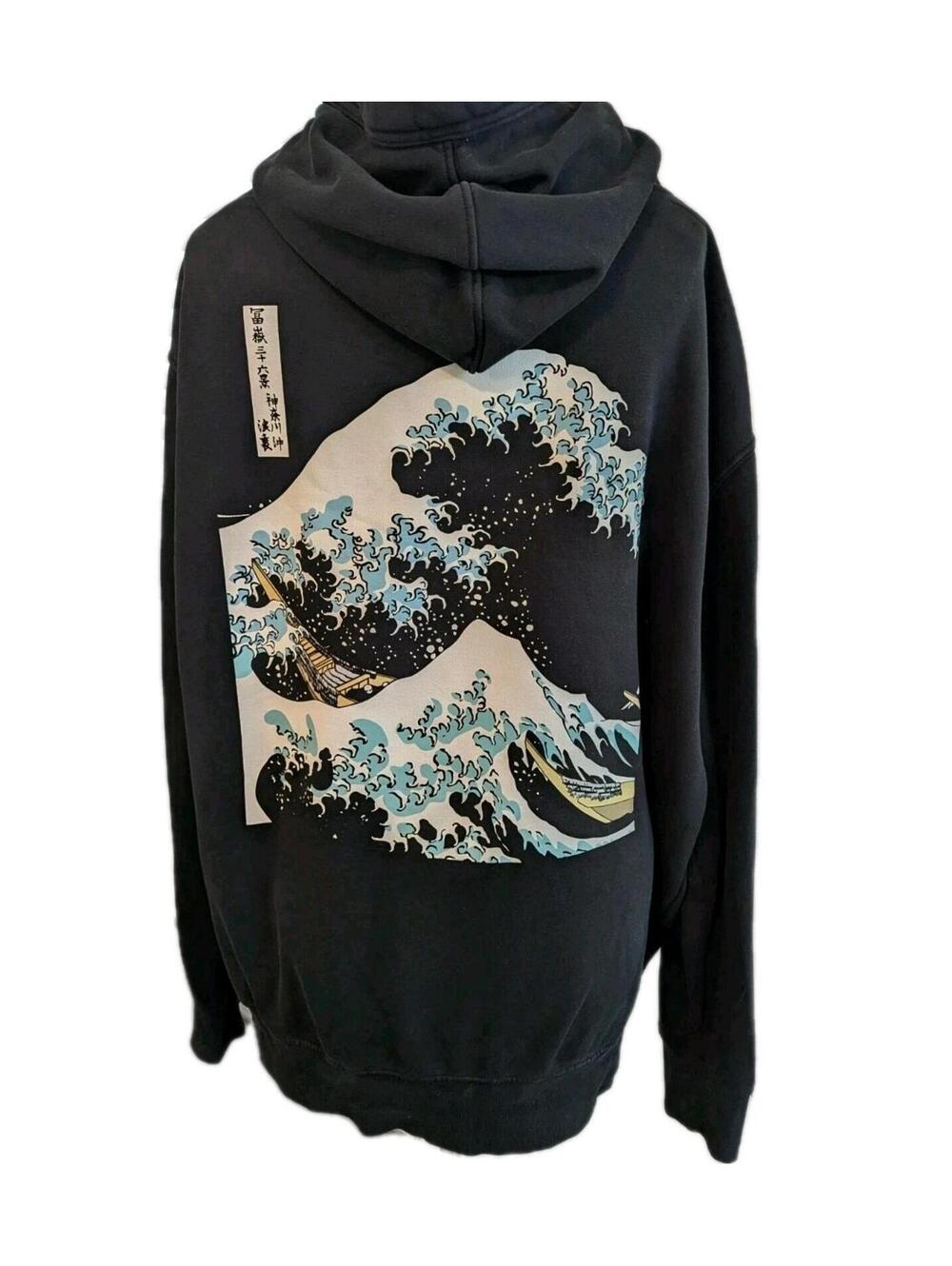 Anthem Black Hoodie Ocean Waves XXL Pull Over Canadian Museum Art In Motion